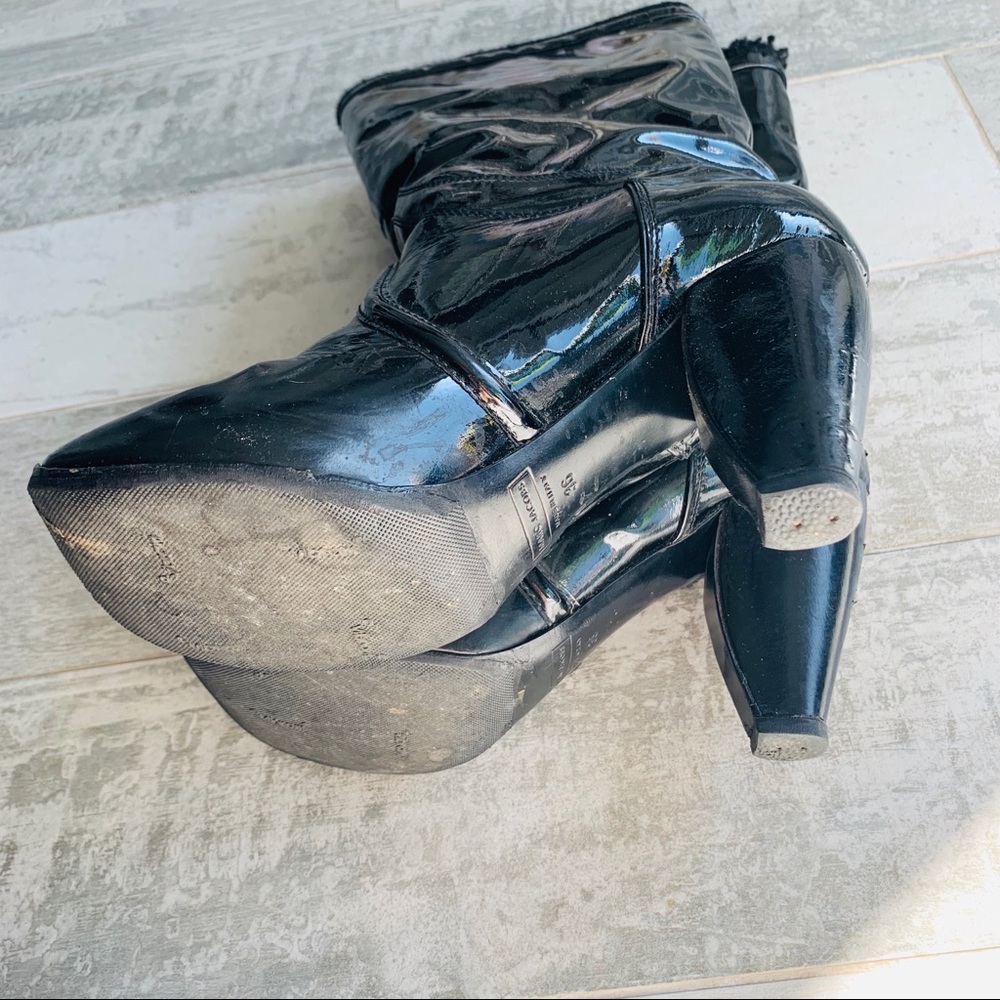 Marc Jacobs Glossy Patent Leather Vintage Widened Heels Boots - Picture 11 of 14